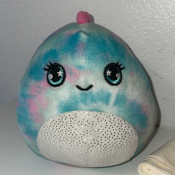 Squishmallows Other - Squishmallow 5” tiedye pink blue Dino 🦕 pink details sparkle tummy